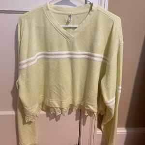 Lace trim V-Neck long sleeve